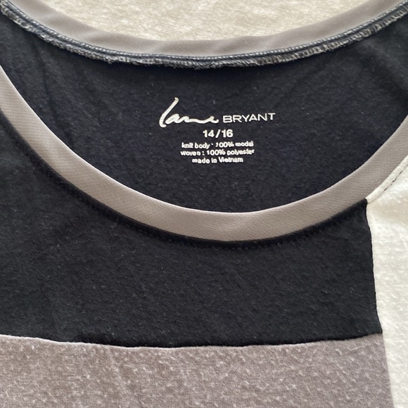 Lane Bryant | 14/16 black gray white tee with gauze trim - Picture 2 of 3